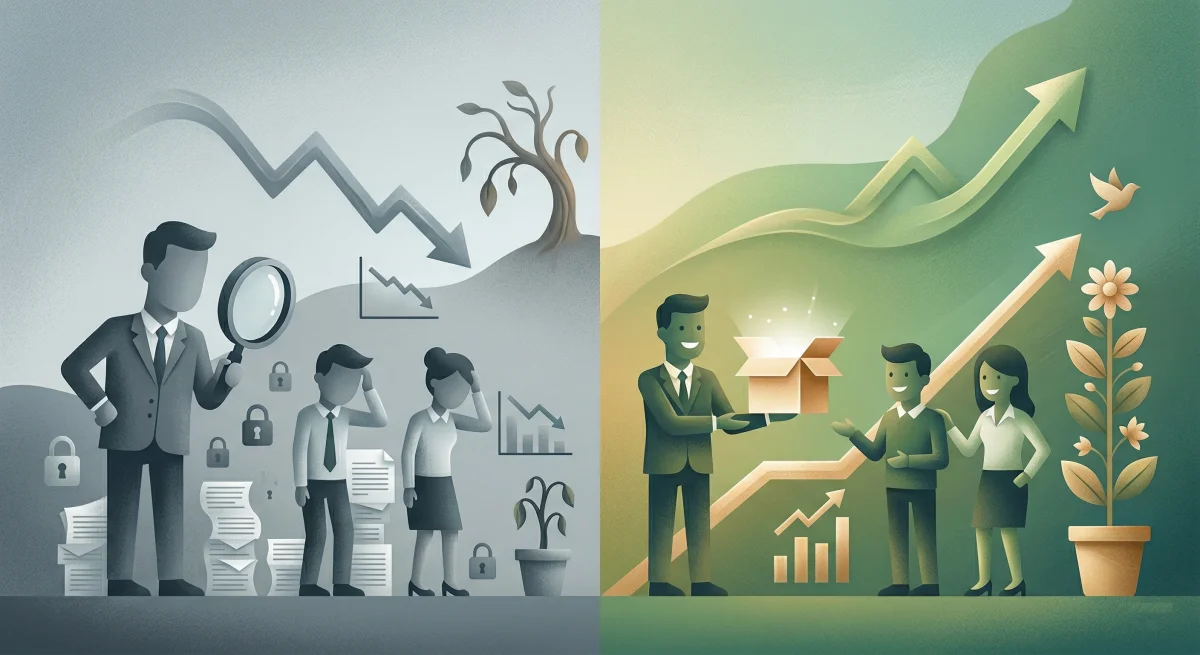 Illustration comparant le micro-management à une approche de développement d’équipe